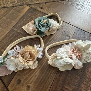 Baby Girl/ infant flower headbands set of 3
